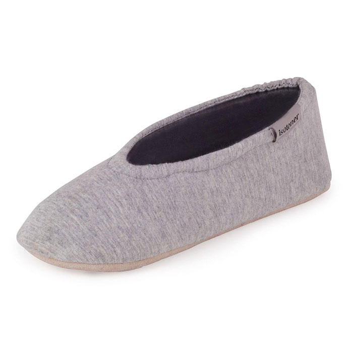 Isotoner Stretch Jersey Ballet Slippers Grey Extra Image 1